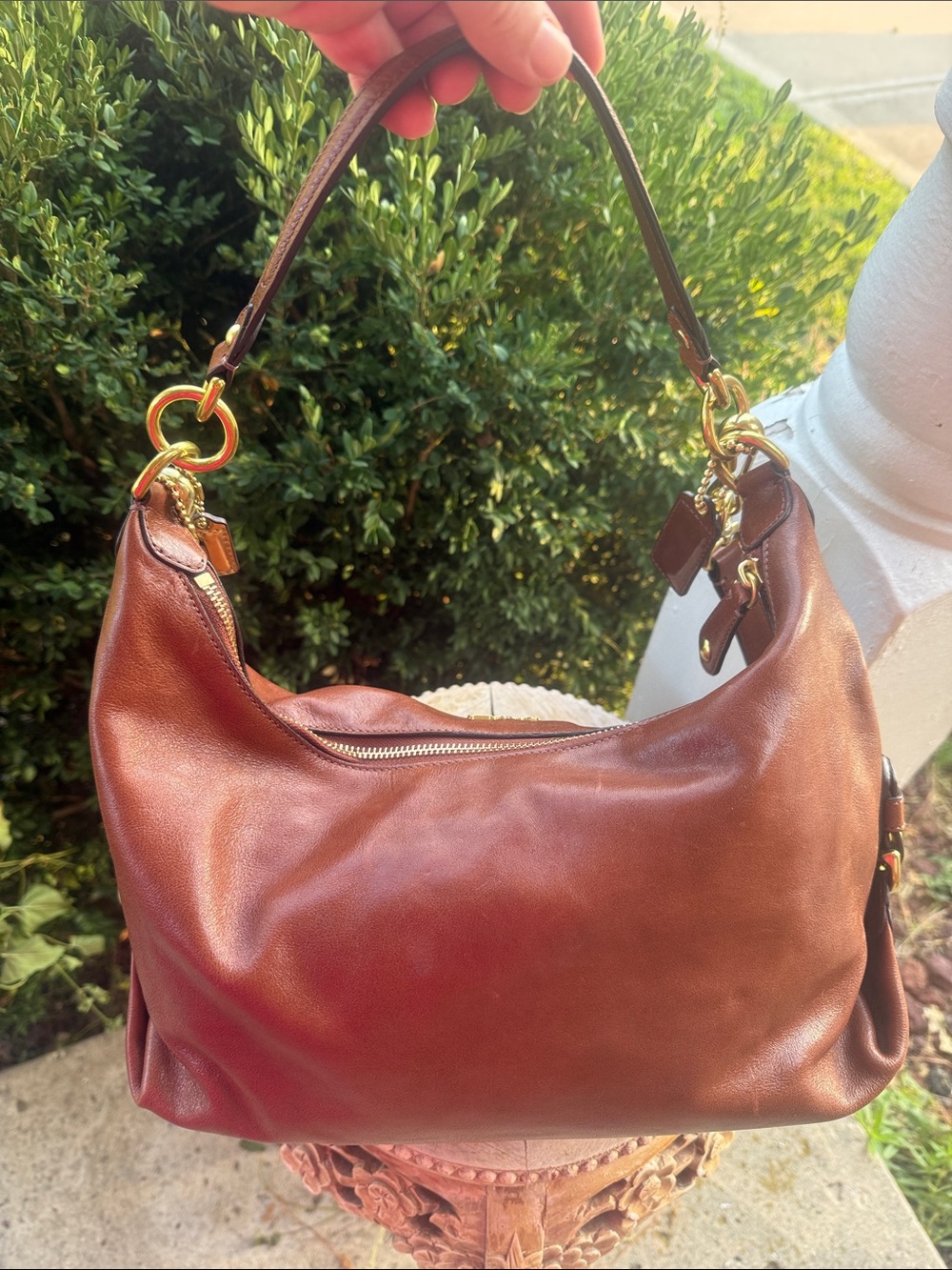 🤎14304 Madison Hailey Walnut Leather Satchel Coach Brown Leather Shoulder Bag - Picture 4 of 14